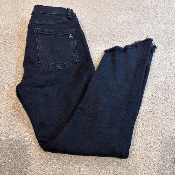 Rag & Bone Jeans Capri Mid Rise Skinny Destroyed Step Hem Black Hampton Size 27 - Picture 16 of 16